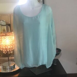 Elegant Sheer Blouse in Light Blue